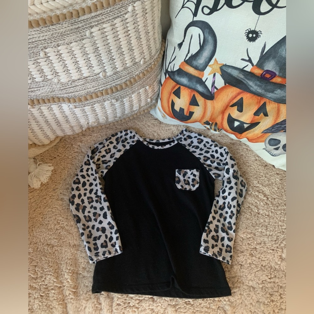 Girls Cheetah and Black 3/4 Sleeve